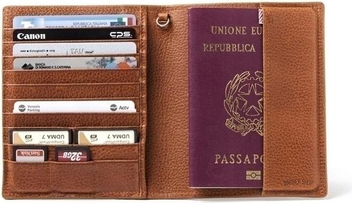 Image du produit Barber Shop Passport Etui, genarbtes braunes Leder