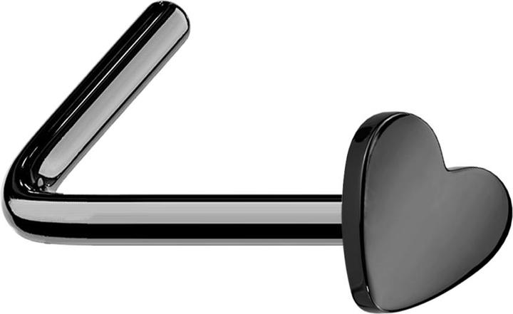 Star Piercing Nasenstecker gewinkelt schwarz mit Herz (Titan G23, ohne Messing)