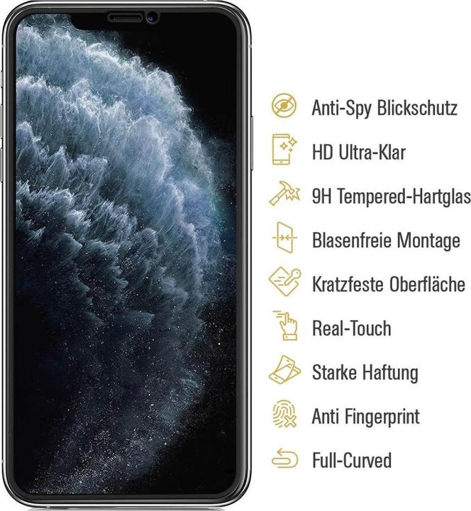 Produktbild Protectorking 1x Echtes Tempered 9H Panzerhartglas Blickschutz (1 Stück, Apple iPhone X)