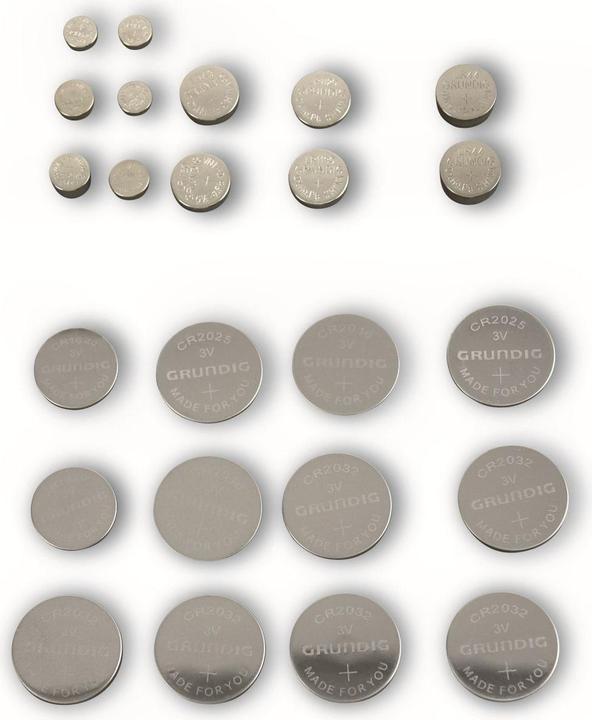 Image du produit Grundig Puissance+++ (24 pcs, LR754, CR2032, AG4, CR2016, LR41, CR1620, CR2025, AG1, AG8, LR43, LR44, 200 mAh)
