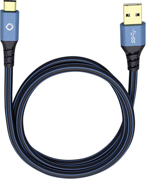 Actual product image Oehlbach USB 3.2 Gen 1 (USB 3.0) connection cable (1x male A 1x C™ male) 3.00 m gold-plated plug contact (3 m, USB 3.2 Gen 2, 10 W)