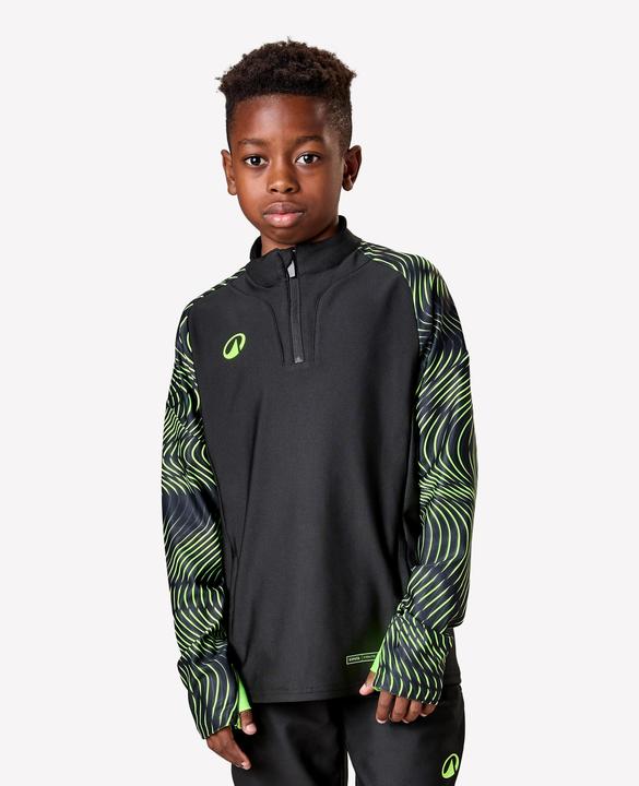 Image du produit Kipsta Sweat De Football Enfant 1/2 Zip Viralto Jr Wave Noir, Jaune Fluo