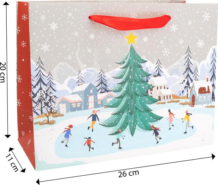 Actual product image Idena Gift bag winter scene with Christmas tree multicoloured 26x11x20cm landscape format (Gift bag)