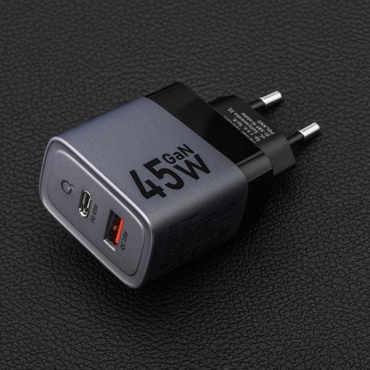 Produktbild Forcell Adapter F-ENERGY GaN VT-39 Reiseladegerät Typ C + USB A PD QC4.0 4A 45W grau (45 W)
