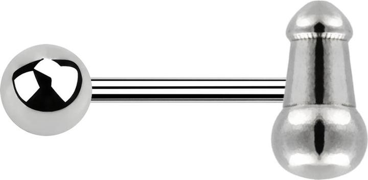 Star Piercing Barbell silber mit Kugel und Penis (ohne Messing, Chirurgenstahl 316L)