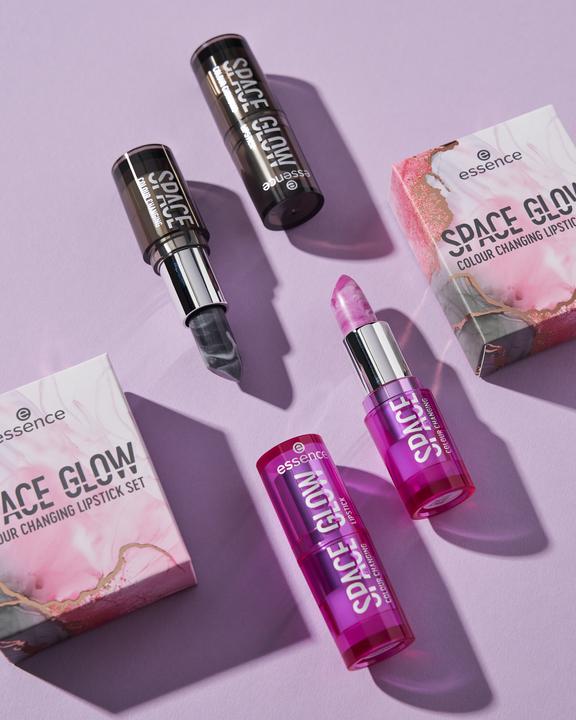 Produktbild essence Lippenstift Geschenkset SPACE GLOW colour-changing lipstick 01 Galaxy 3,2 g + SPACE GLOW col (Berry Haze)