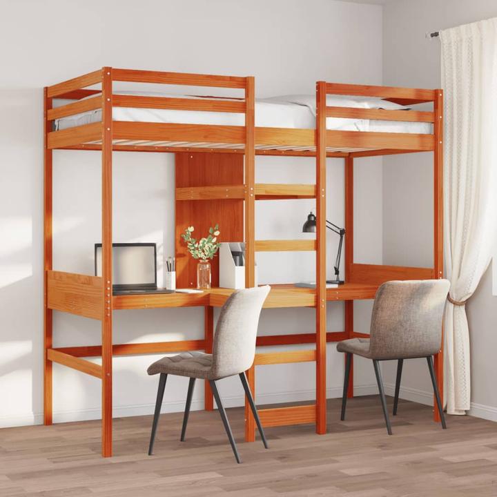 Image du produit VidaXL Lit mezzanine avec bureau & rangements (90 x 200 cm)
