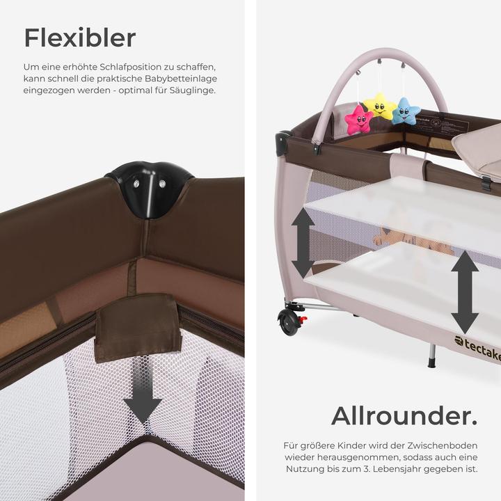 Actual product image tectake Travel cot dog with changing mat and carrying bag