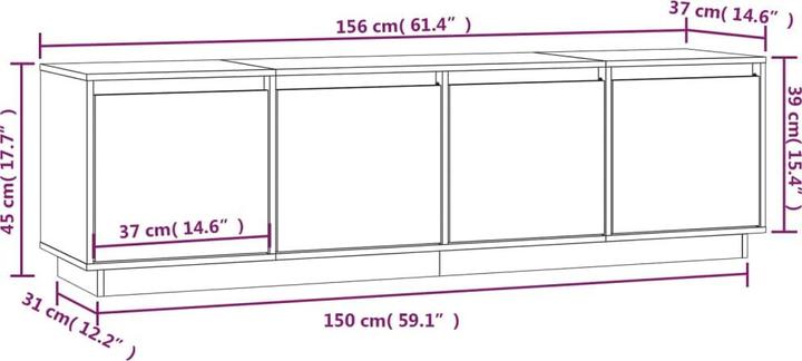 Produktbild VidaXL TV-Schrank Weiss 156x37x45 cm Massivholz Kiefer,Farbe