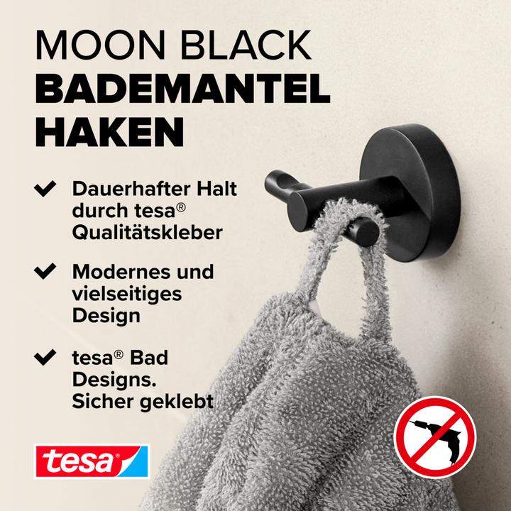 Actual product image tesa MOON BLACK Mantelhaken inkl. Klebelösung ohne Bohren