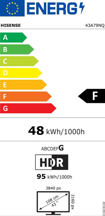 Label énergétique Hisense TV 43A79NQ A7 Led Tv 43" Series (43", QLED, 4K)