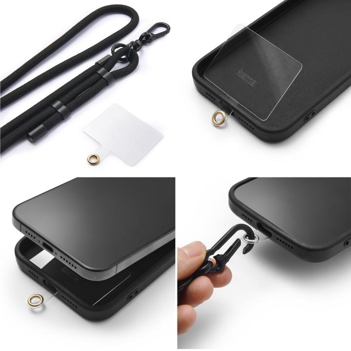 Actual product image Hama Mobile phone strap, universal, adjustable, carabiner, 2 m, black