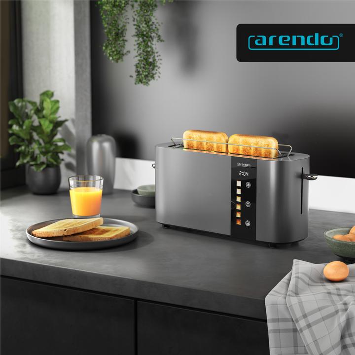 Actual product image Arendo Toaster Edelstahl 2 Scheiben Langschlitz, Restzeit & Bräunungsgradanzeige, Touch Display, 1000 W (EU plug)