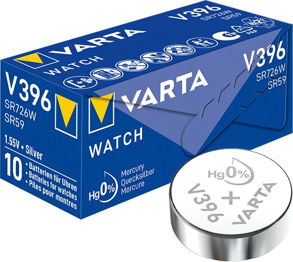 Actual product image Varta V396 / SR726W - 10 button cells (10 pcs., SR59, 32 mAh)