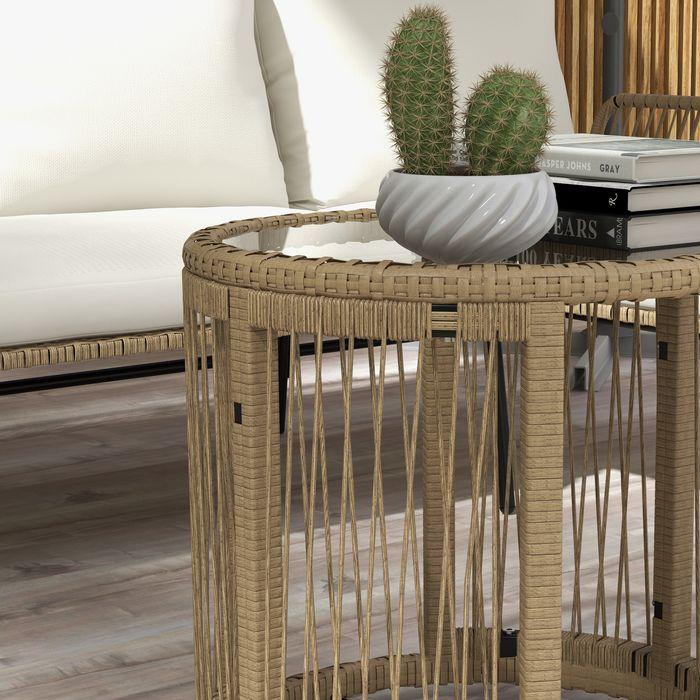Actual product image Swisshandel24 3-tlg. Rattan Gartenmöbel-Set, Gartengarnitur mit Liegestuhl, Couchtisch, Zweisitzer, Gartenset mit