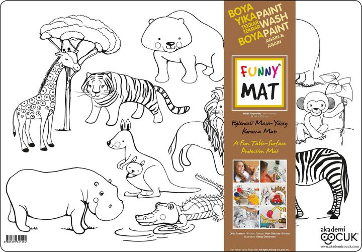 Funny Mat Tappetino da colorare lavabile animali selvatici