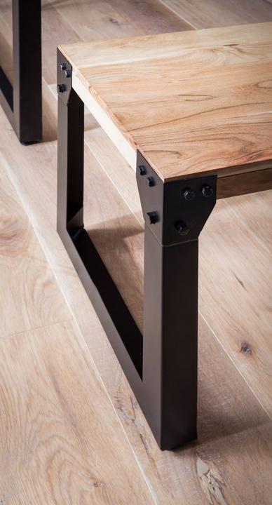 Produktbild FineBuy Esszimmerbank Sitzbank Akazie Massivholz Essbank Industrial Holzbank (140 cm)