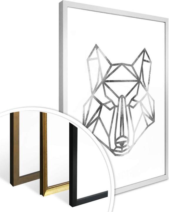 Image du produit Trenddeko Loup origami - aspect argenté (80 x 100 cm)