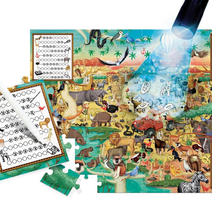 Produktbild Game Explore Safari mit Taschenlampe (70 Teile)