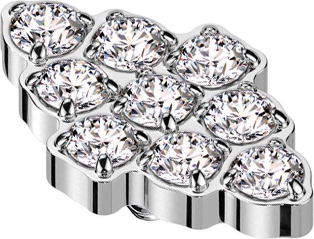 Star Piercing Dermal Anchor Diamant silber Kristalle silber (Titan G23)