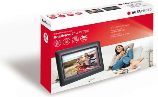 Image du produit AGFAPHOTO Cadre photo numérique Agfa Digital Photo Frame 7 "" 7 HD LED + Calendar Clock - Noir (7", 1024 x 600 pixels)