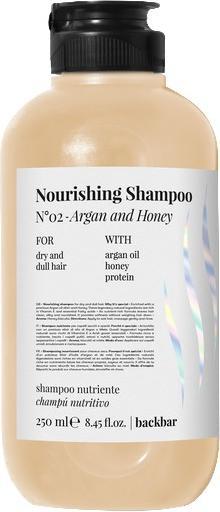 Produktbild Farmavita BACK BAR nourishing shampoo nº02-argan&honey 250 ml (250 ml, Flüssiges Shampoo)
