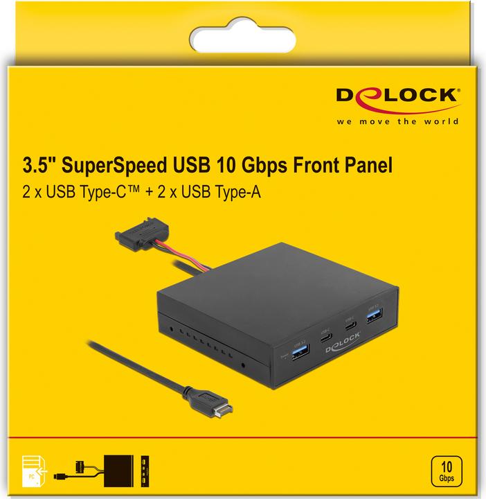 Immagine prodotto Delock 3.5? Pannello frontale USB 3.2 Gen 2 2 x USB Type-C™ + 2 x USB Type-A