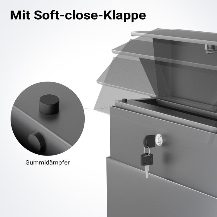 Produktbild Wiltec Standbriefkasten Zeitungsrolle Anthrazit Briefkasten Postkasten Postfach