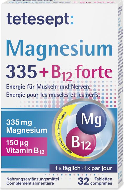 Actual product image Tetesept Magnesium 335 + B12 forte (32 Piece, Pills, 336 g)