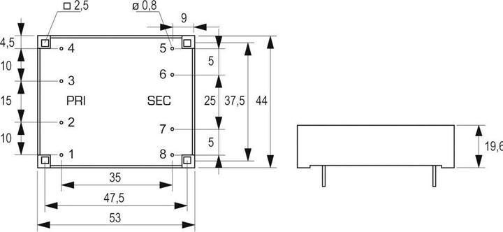 Actual product image Block Transformer FL PCB 4VA 2x9V