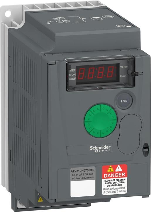 Image du produit Schneider Variateur de vitesse, Easy Altivar 310, 0,75kW, 380-460V AC, triphasé, sans filtre ATV310H075N4E