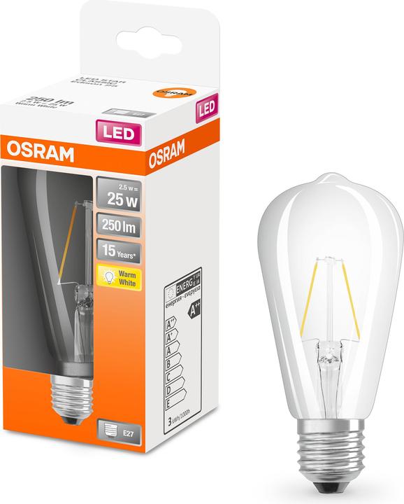 Produktbild Osram Led Retrofit Classic St (E27, 2.50 W, 250 lm, 6 x, F)