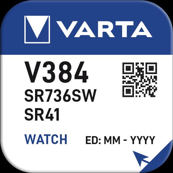 Varta V384 / SR736SW - 10 Uhrenbatterien (1 pcs, LR41, 37 mAh)