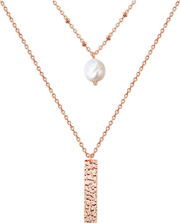 Image du produit Valero Pearls Femme Acier Inoxydable Perle d'Eau Douce Or Rose 38,0/40,0 cm Chaîne de Base + 5,0 cm Extension - (Acier inoxydable, 40 - 45 cm)