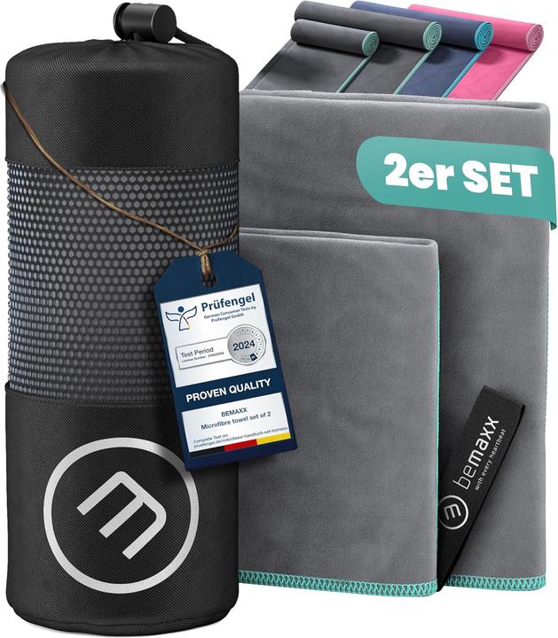 BeMaxx Set de serviettes en microfibre, Gray