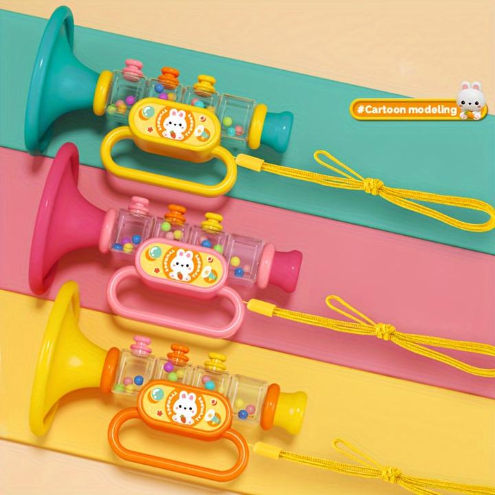 Actual product image Activity Board Small rabbit horn children's toy, baby will blow cartoon harmonica