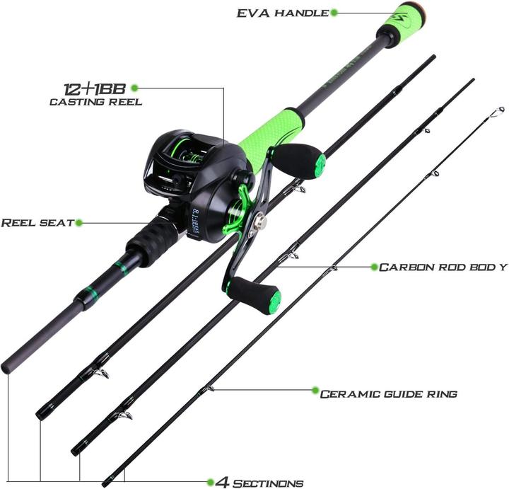 Image du produit Sougayilang Speed Bass Angelrute mit Rolle (Canne à lancer, 210 cm)