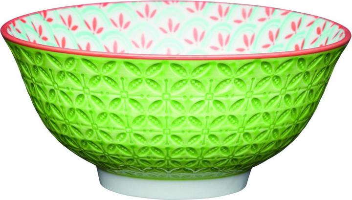 Kitchen Craft KitchenCraft Glazed Stoneware Bowl, Geometric Lime, 15.5x7.5cm, Labelled (15.50 cm, 1.81 l, 1 x)