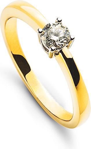 Muau Solitaire ring 4-handle setting yellow gold 750, diamonds 0.15ct. Setting white gold 750 (54, 950 Platin)