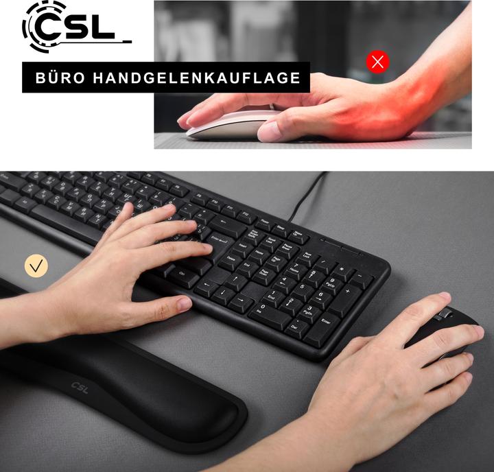 Actual product image CSL Keyboard palm rest, keyboard wrist rest, ergonomic posture, 43 cm, washable
