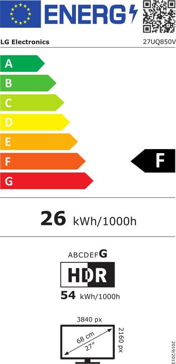 Energy Label LG 27UQ850V-W.AEU (3840 x 2160 Pixels, 27")
