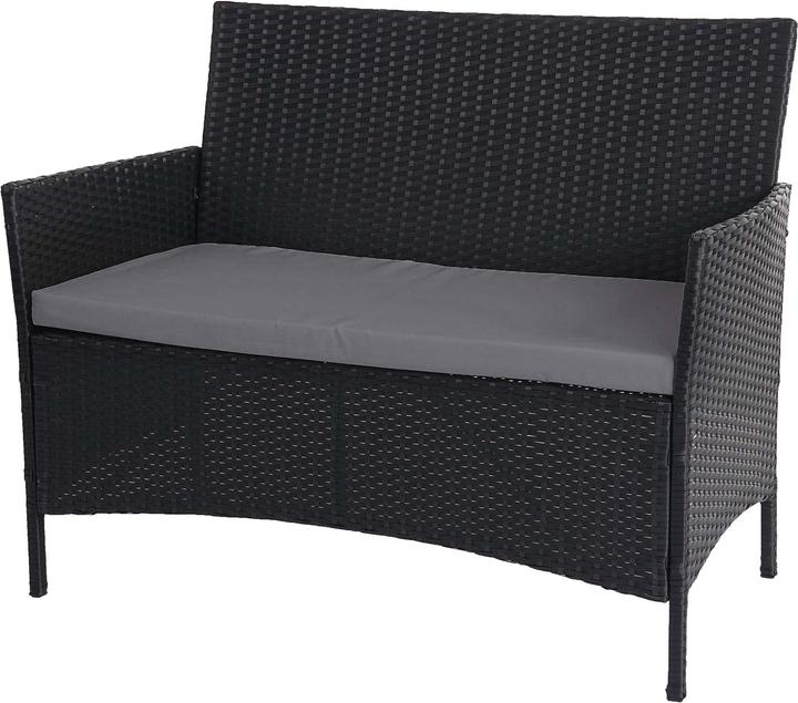 Produktbild Swisshandel24 Poly-Rattan Gartenbank Halden, Sitzbank Bank - anthrazit, Kissen anthrazit