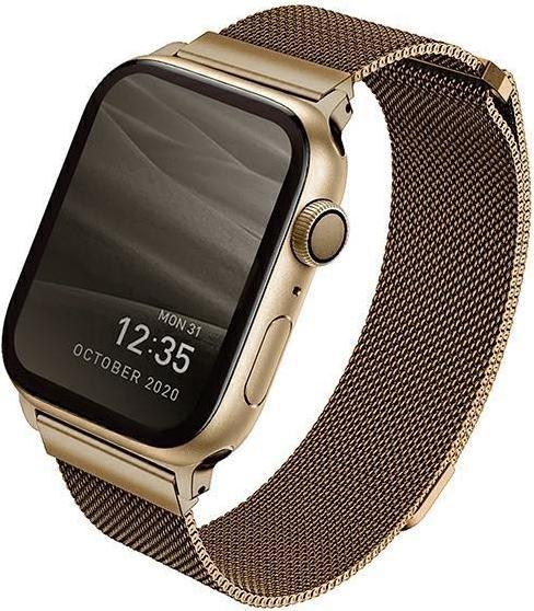 Actual product image Uniq pasek Dante Apple Watch Series 4/5/6/7/8/SE/SE2 42/44/45mm Stainless Steel z?oty/carmel gold (Stainless steel)