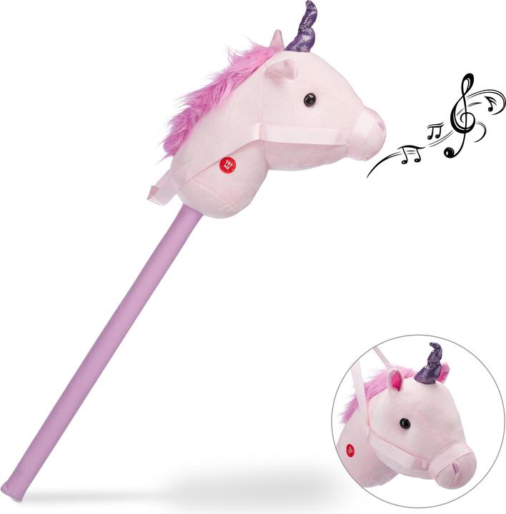Image du produit Relaxdays Cheval à bâton licorne et son, enfants