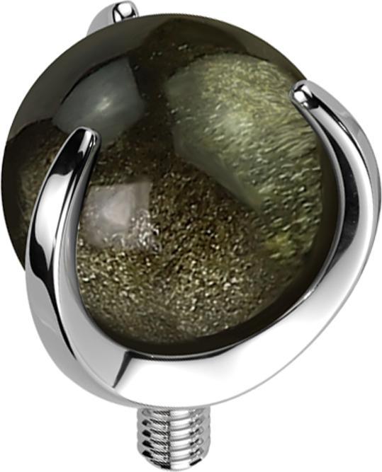 Actual product image Star Piercing Dermal Anchor silver ball Obisian stone set (without brass, Titanium G23, Mineral)