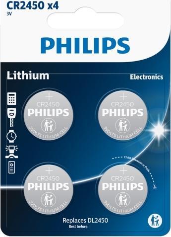 Actual product image Philips Batteri lithium CR2450 3V, pak á 4 pcs (4 pcs., CR2450)