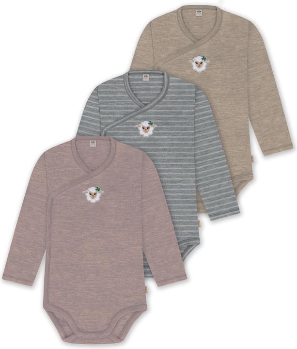 Produktbild Normani 3er Set Baby-Body Wickelbody Langarm Toddler-Bodysuit aus Merinowolle - 9357 (50)