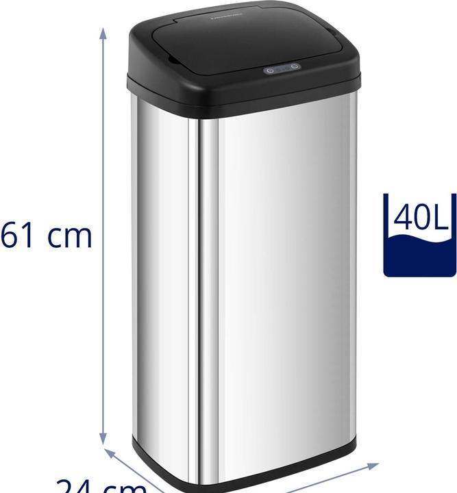 Actual product image Fromm & Starck Mülleimer mit Sensor automatischer Abfalleimer Edelstahl Müllbeutel eckig 40 L (40 l)