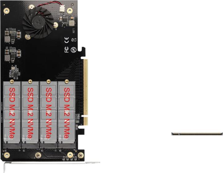 Produktbild Delock PCI Express x16 Karte zu 4 x intern NVMe M.2 Key M mit Kühlkörper und Lüfter