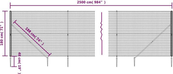 Actual product image VidaXL Maschendrahtzaun mit Bodenhülsen Grün 1,8x25 m, Farbe